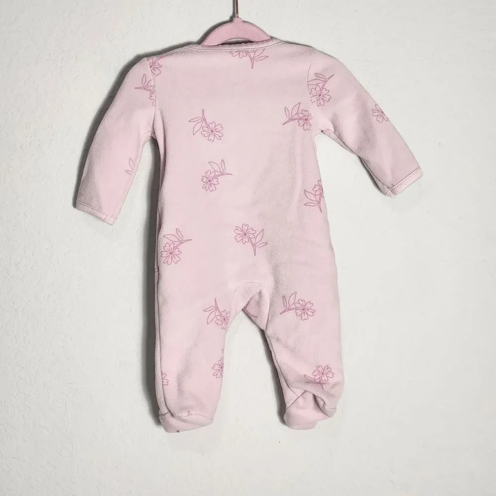 Carter's Child of Mine Newborn 0M Baby Girl Sleeper Lot of 5 Zip Footed Pajamas